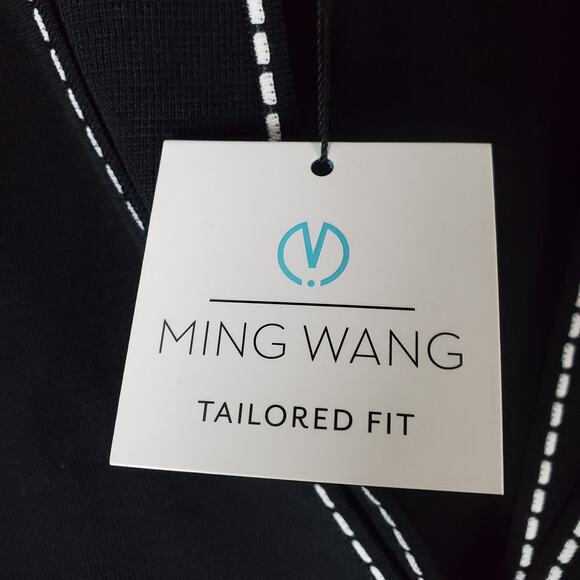Ming Wang Womens Black Tailored Fit Contrast Trim Knit Blazer Jacket Size 2X - Picture 4 of 8